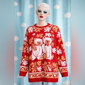 Winter teddy bear sweater- gold metallic.  24W